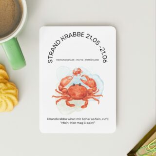Sternzeichen Postkarte STRAND KRABBE „Zwillinge" (21.05 – 21.06)
