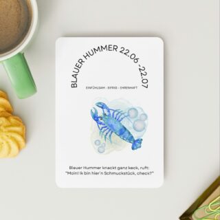 Sternzeichen Postkarte BLAUER HUMMER „Krebs“ (22.06 – 22.07)
