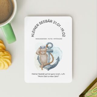 Sternzeichen Postkarte KLEINER SEEBÄR „Wassermann“ (21.01 – 19.02)