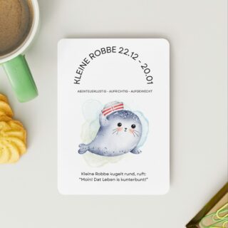 Sternzeichen Postkarte KLEINE ROBBE „Steinbock“ (22.12 – 20.01)