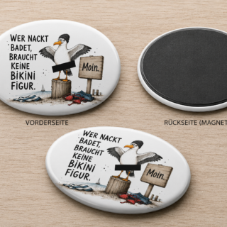 Kühlschrankmagnet Wer nackt badet, braucht keine Bikinifigur