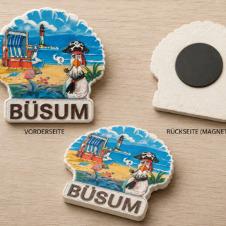 Kühlschrankmagnet „Büsum Piratenmöwe“ – Souvenir Magnet