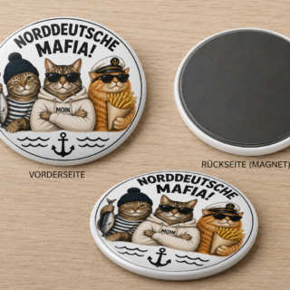 Kühlschrankmagnet „Norddeutsche Mafia – Katzen Edition“