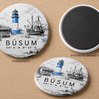 Kühlschrankmagnet „Büsum Leuchtturm“ BLAU