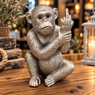 AFFE MIT MITTELFINGER GR.L IN SILBER